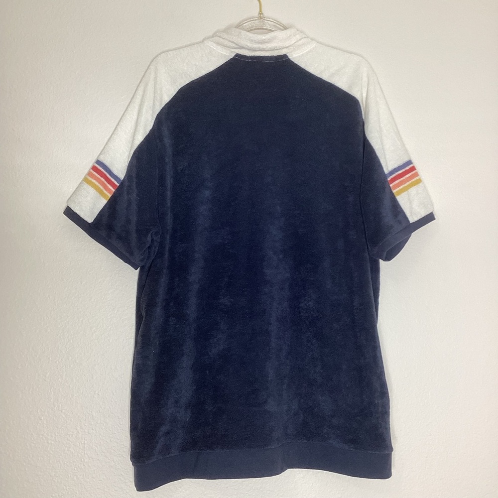 Marine Layer Terry Out Varsity Polo Top Indigo Lg - Picture 3 of 8